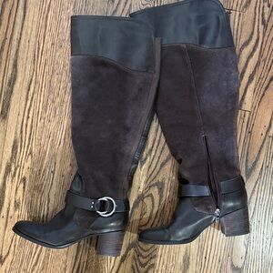 Marc Fisher Dark Brown Leather and Suede over the knee Boots
